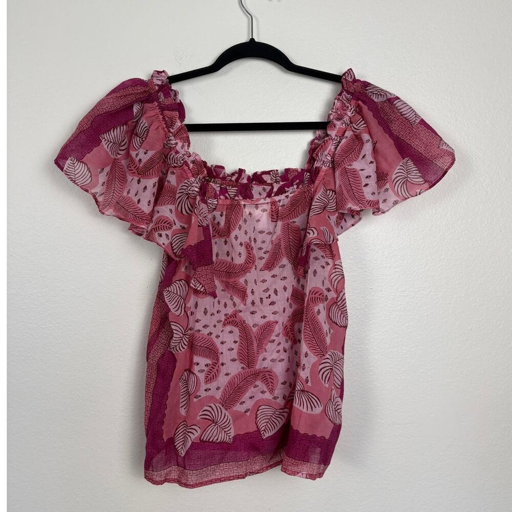 Banjanan Off the Shoulder Blouson Pink Ruffle Sleeve Blouse XS